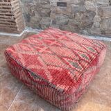 Handmade Berber Kilim pouf, floor cushion.