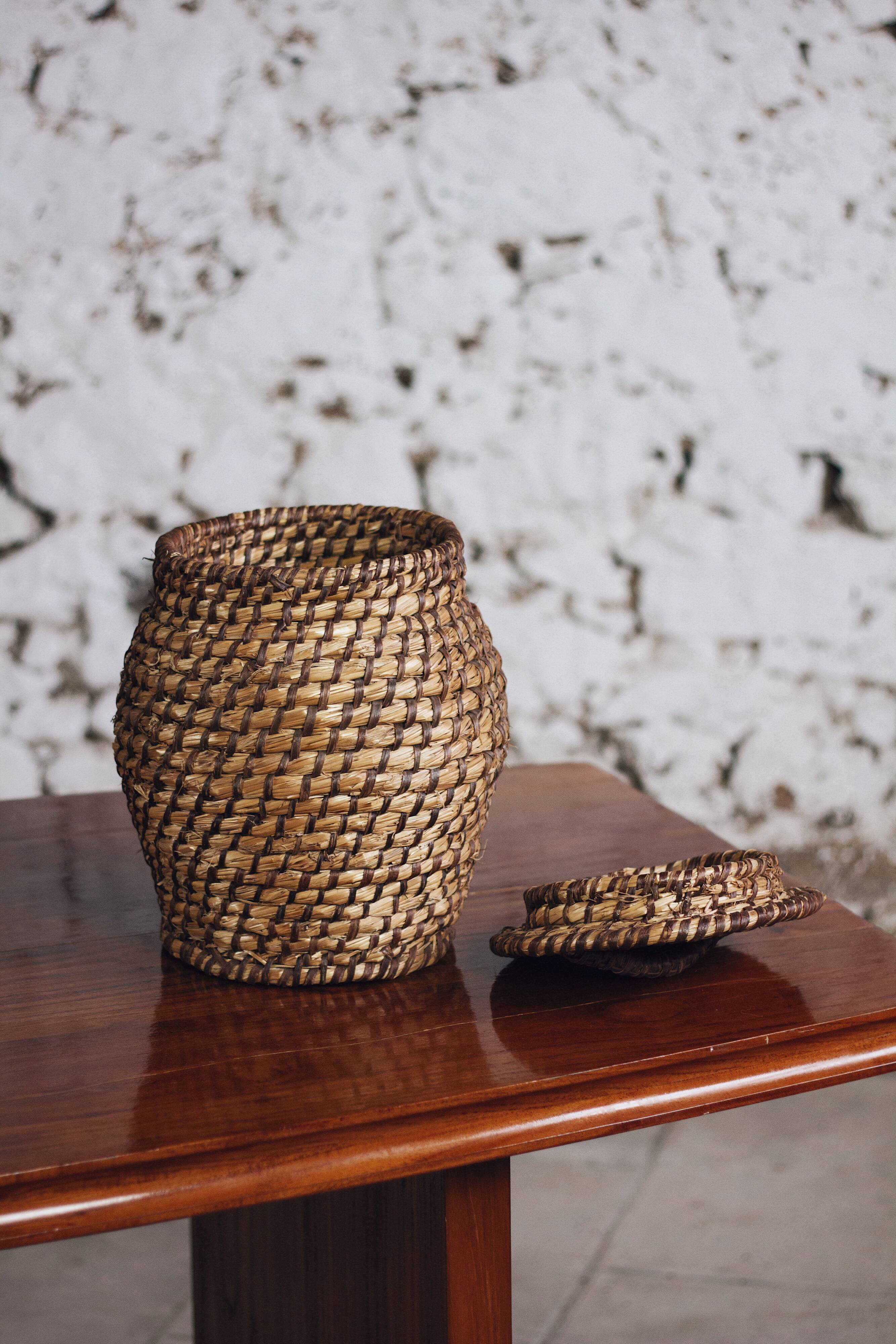 Vintage braided rope basket