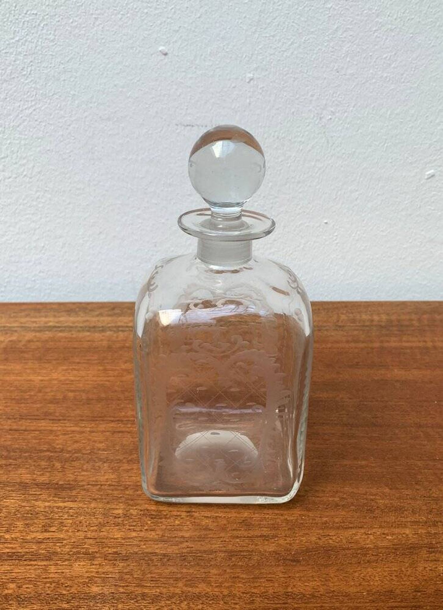Bouteille en verre danoise vintage avec gravure
