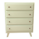 Commode vintage 4 tiroirs relookée verte