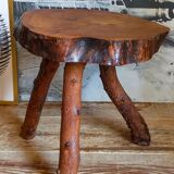 Brutalist sofa tip table in solid wood