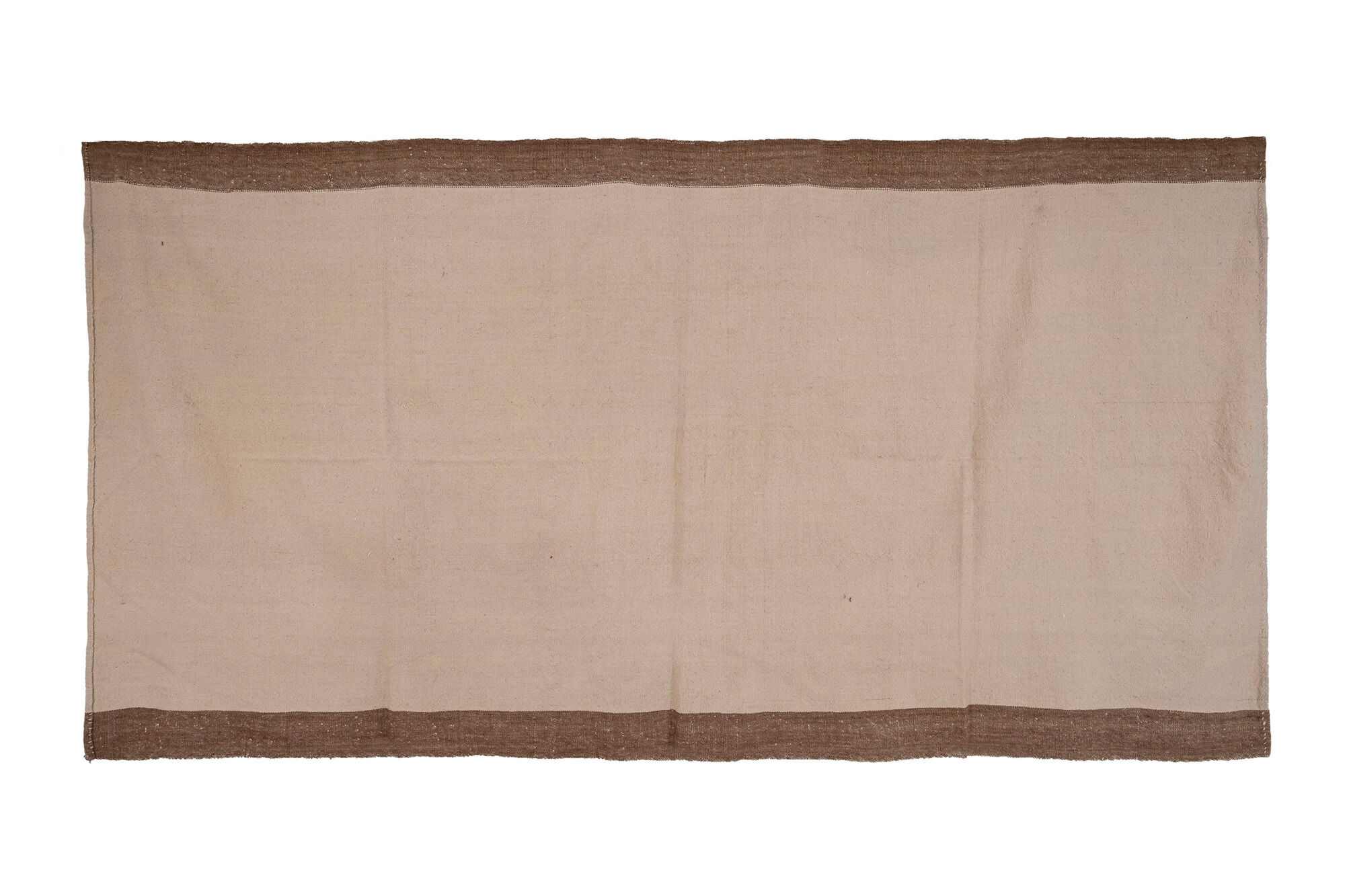 Turkish flat-weave hemp rug off-white with stripes 160 x 332 cm