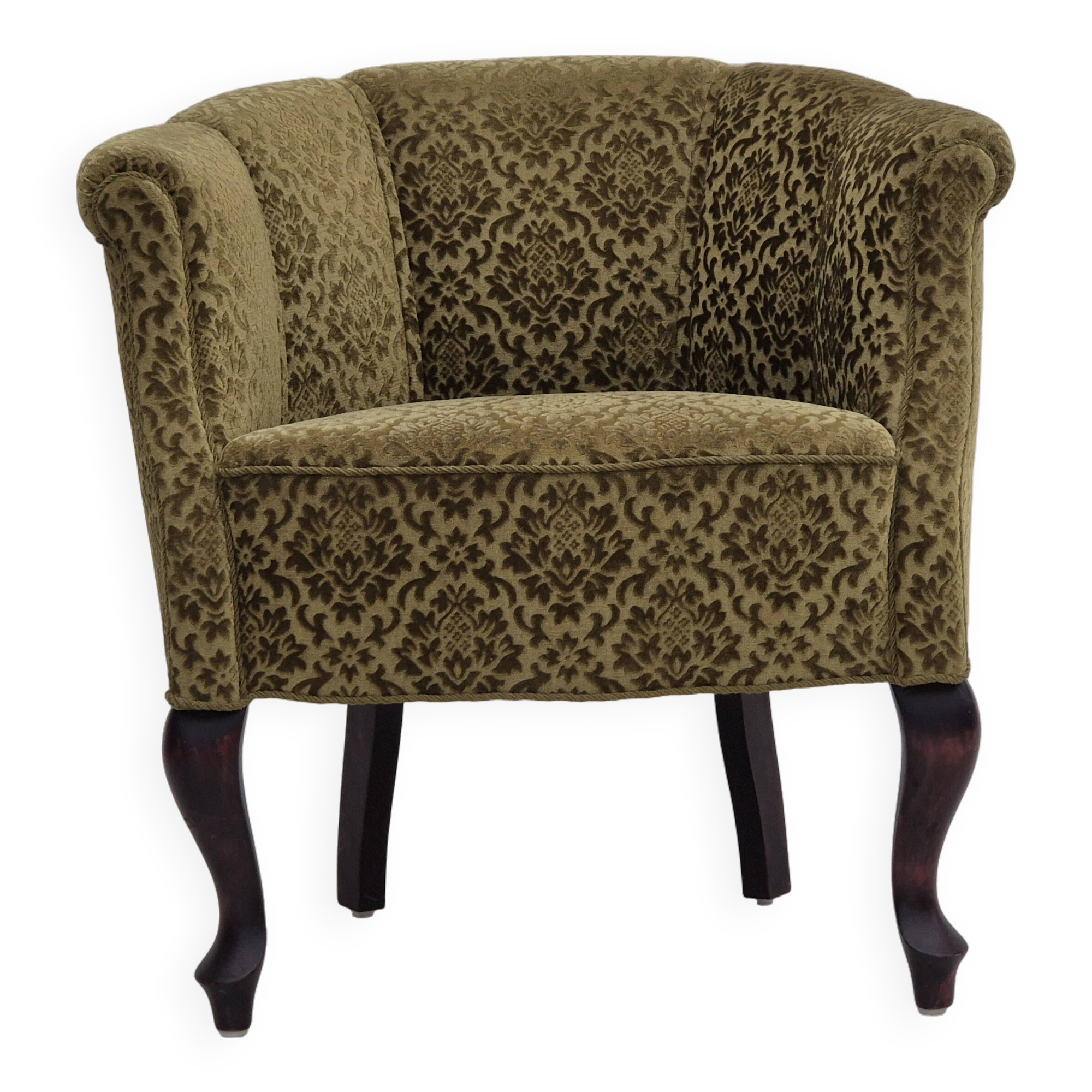 1950s, Danish lounge chair, reupholstered, green furniture fabric.