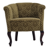 Chaise longue danoise des années 1950, retapissée, tissu d'ameublement vert.