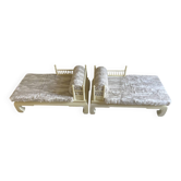 Pair of small bespoke benches – Casamance fabric in Ivory colour.
