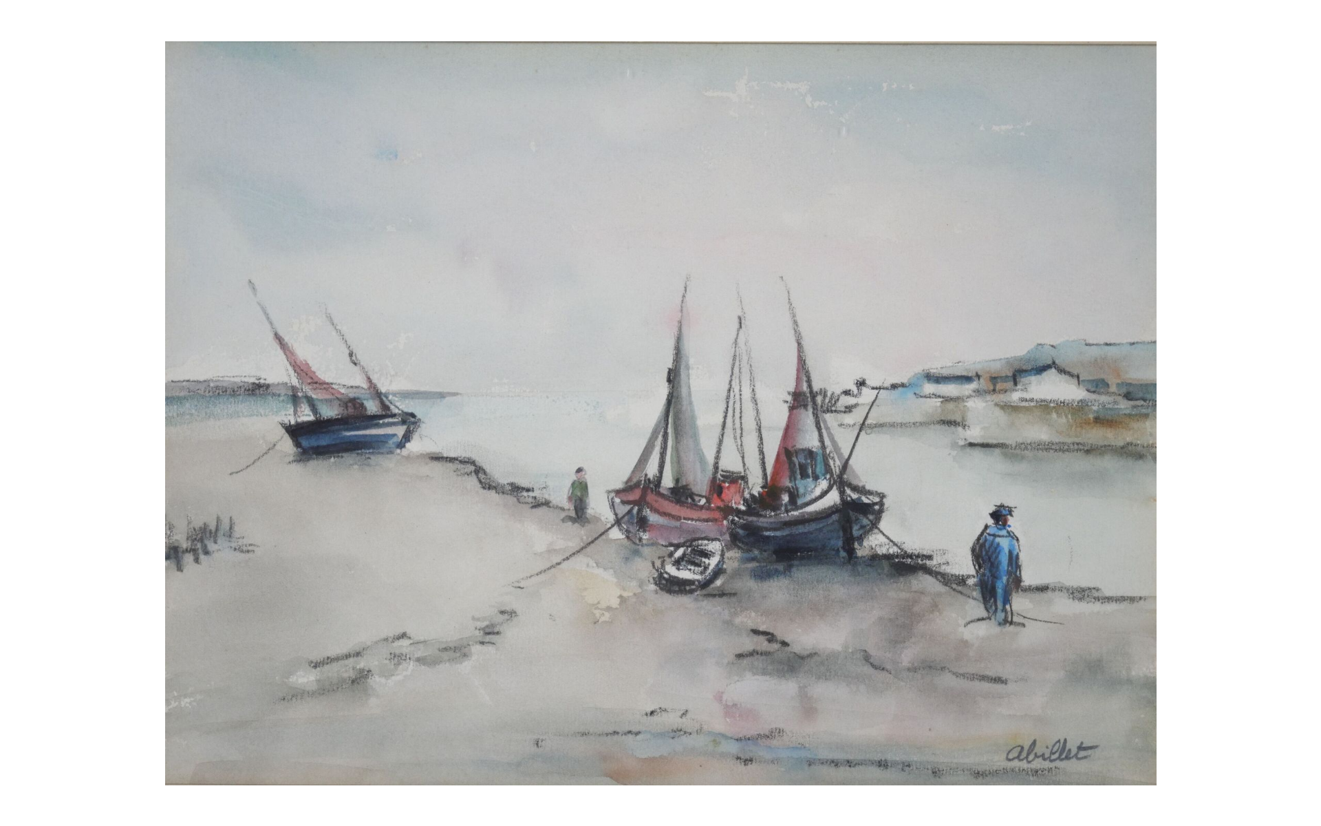 "Boats at low tide" by Abillet