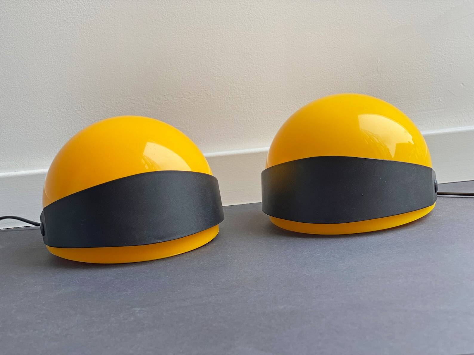 2 Space Age Visir V176 wall lamps designed by Lennart Centervall, 1970s vintage helmet lights