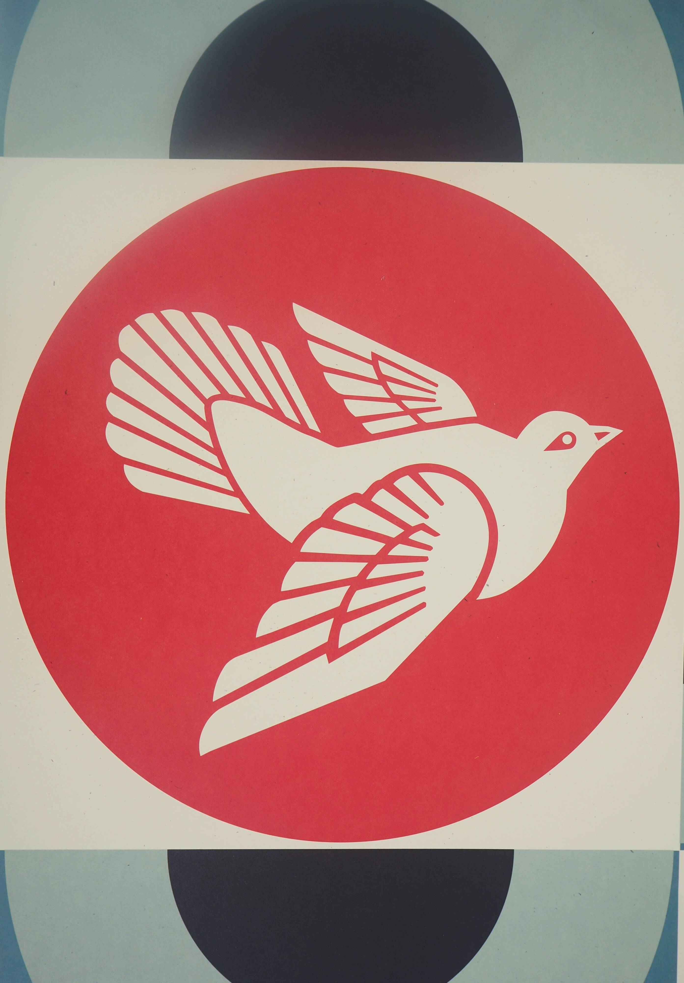 Shepard Fairey (Obey Giant): Geometric Dove Blue - Signed Lithograph