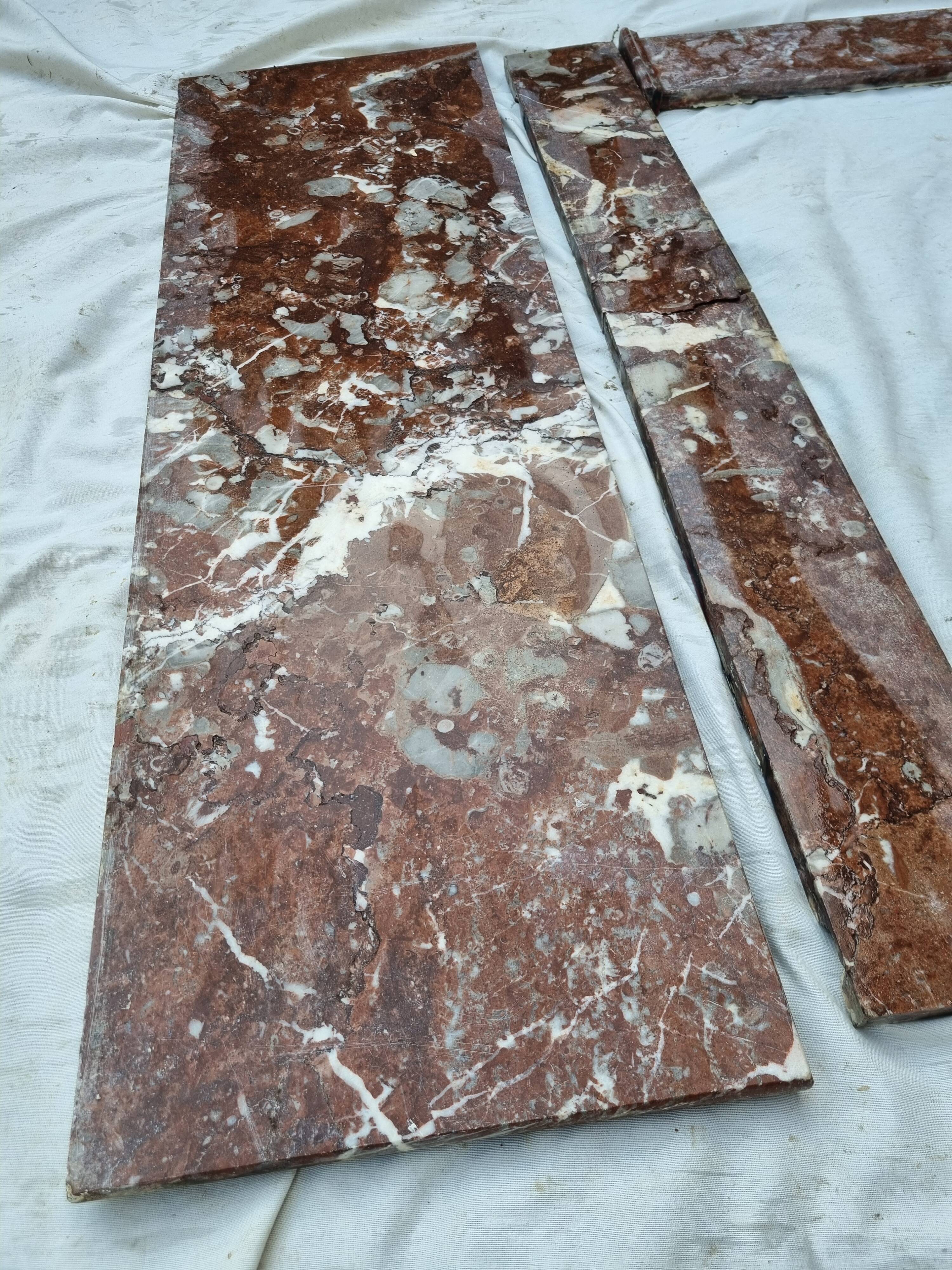 19th century red marble fireplace
