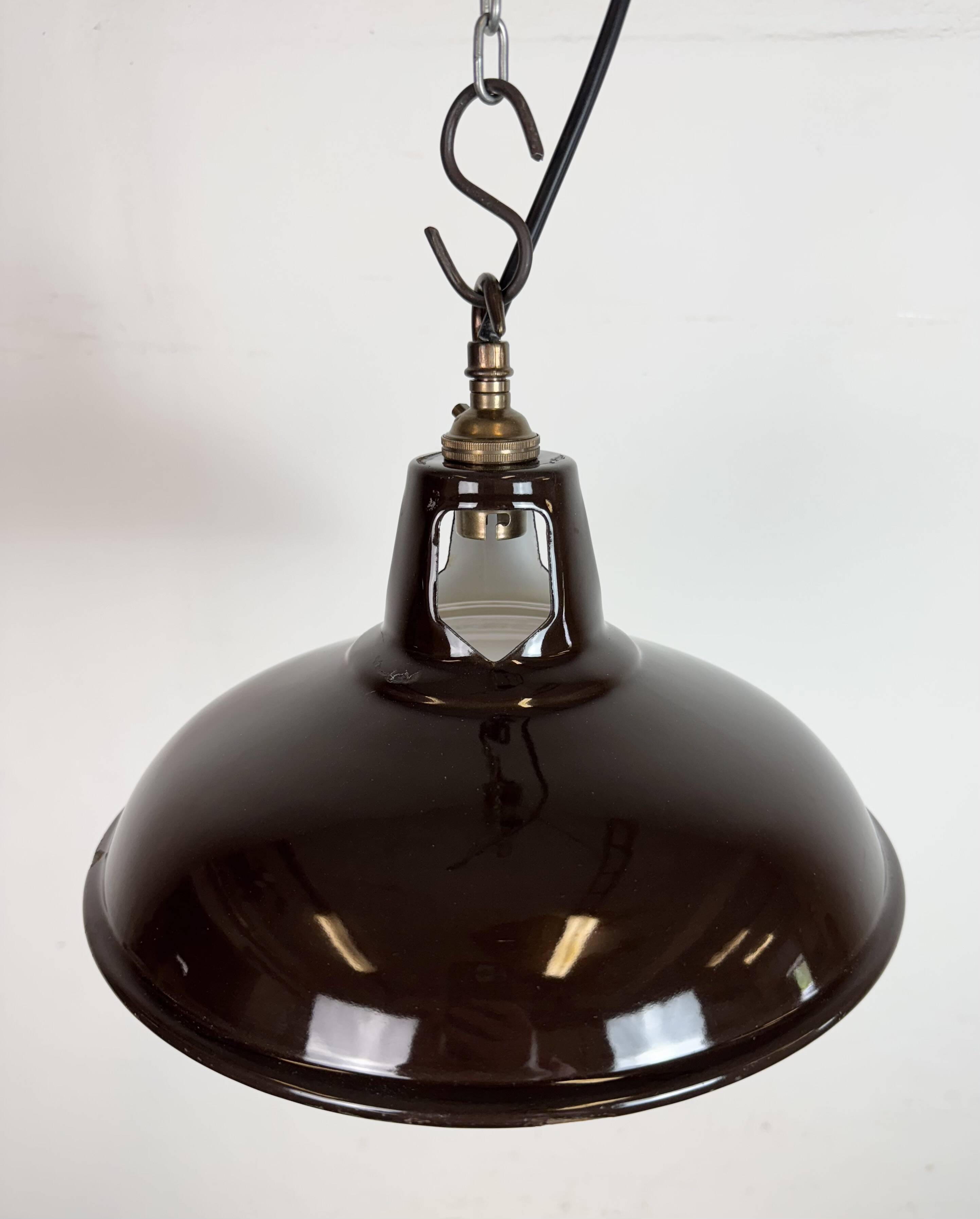 Industrial Brown Enamel Factory Pendant Lamp , 1960s