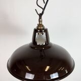 Industrial Brown Enamel Factory Pendant Lamp , 1960s