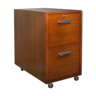 Vintage binder furniture 70's 2 drawers mahogany-alu roulette key
