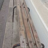 School bench wood and vintage metal