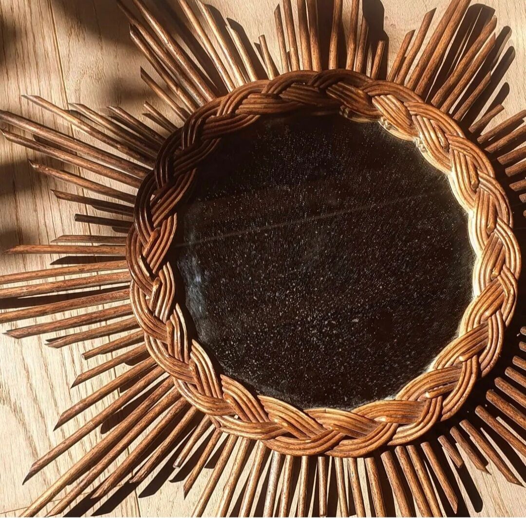 Rattan sun mirror