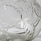 Vintage Glass Decanter / Roses Patterned Wine Carafe / Empoli  Italy  1950s