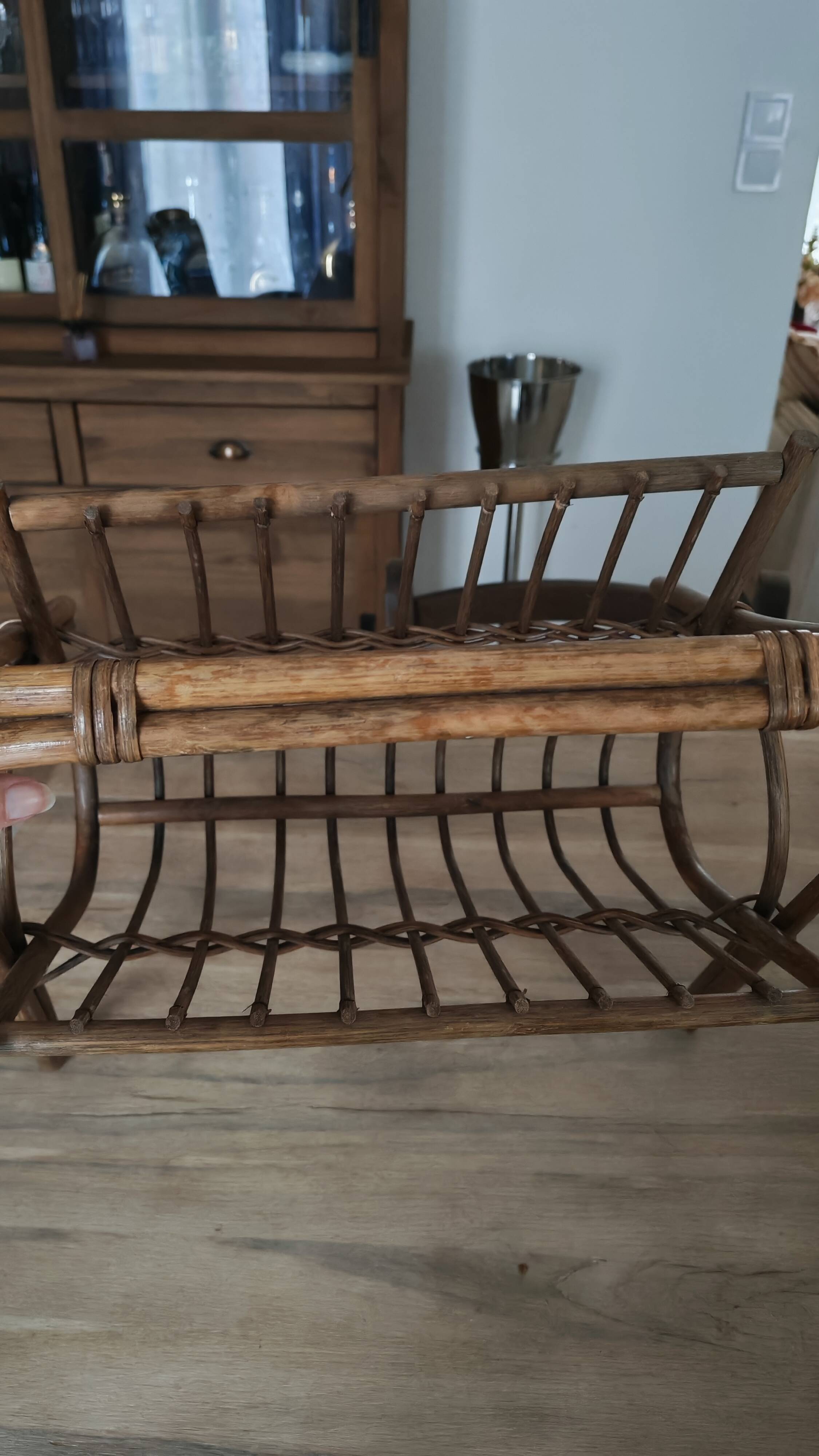 Vintage rattan magazine rack