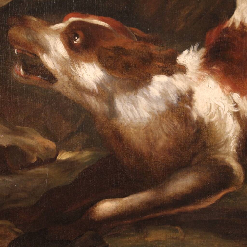 Peinture lombarde du XVIIe siècle, le berger avec ses chiens