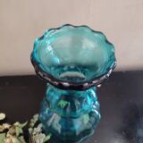 Thick turquoise blue glass vase