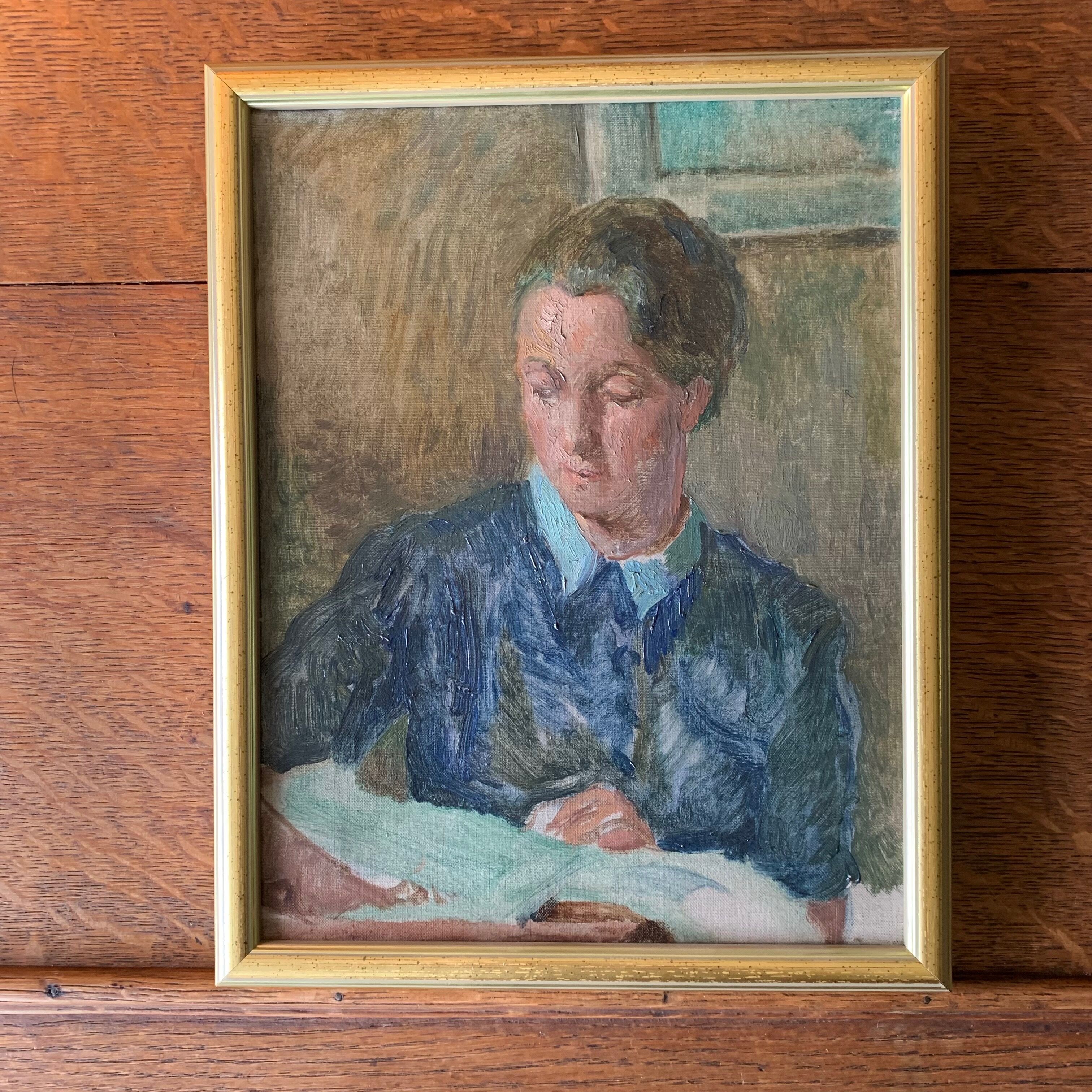 Portrait Oil on canvas "The e-reader"