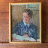 Portrait Oil on canvas "The e-reader"