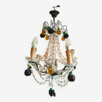 Golden bronze chandelier with fruit pendants
