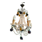 Golden bronze chandelier with fruit pendants