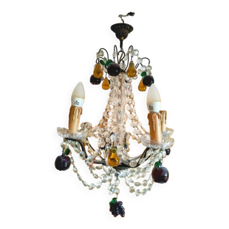 Golden bronze chandelier with fruit pendants