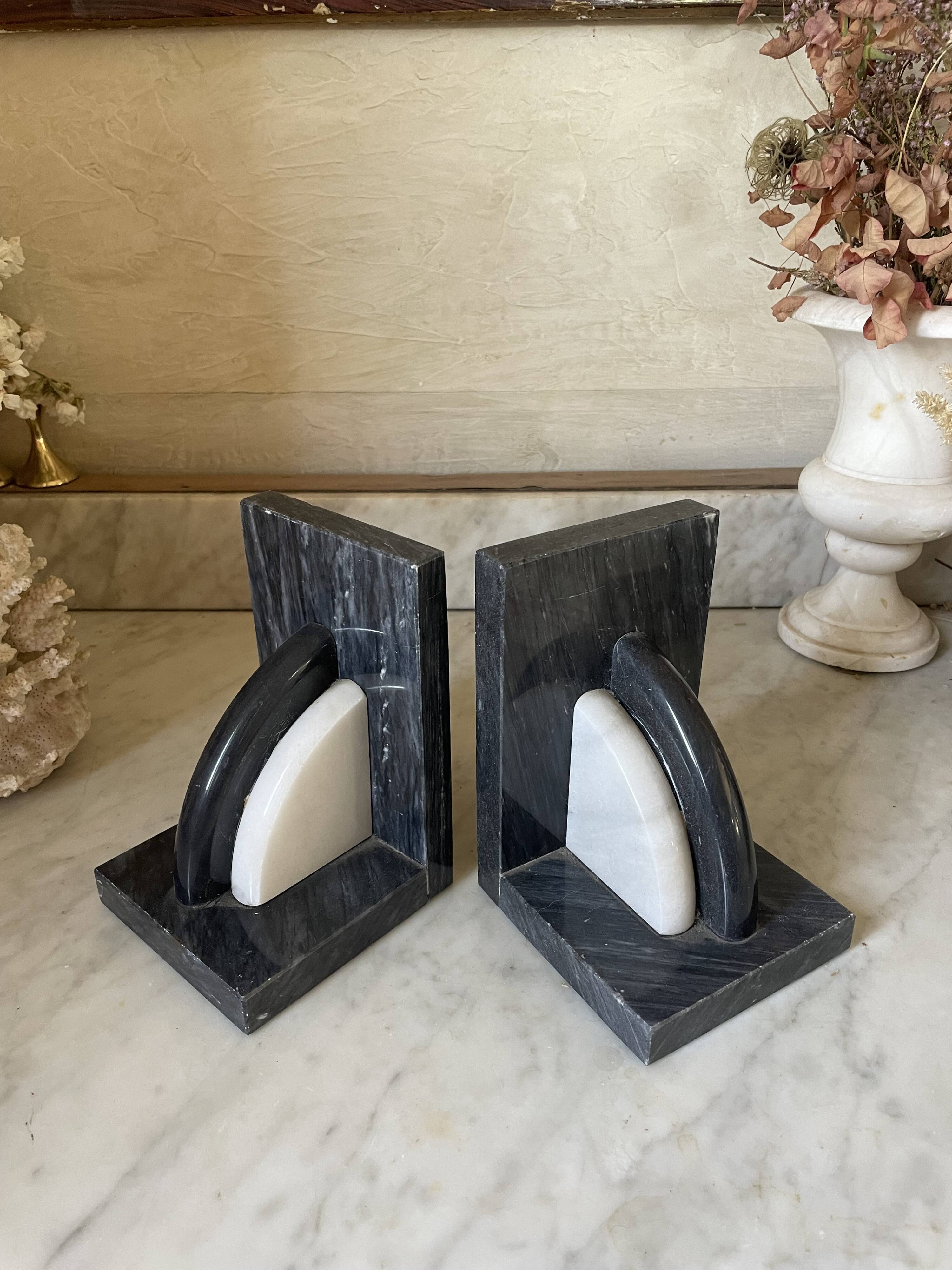 Art Deco marble bookends