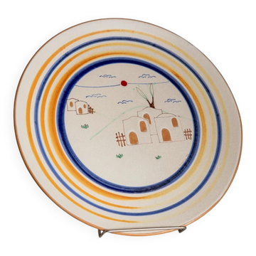 Vintage hand-painted ceramic wall plate - Italy 1980s - studio pottery, Mid Century Deco - collectible plate in country house style, fruit bowl