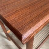 Vintage teak and rope magazine rack coffee table
