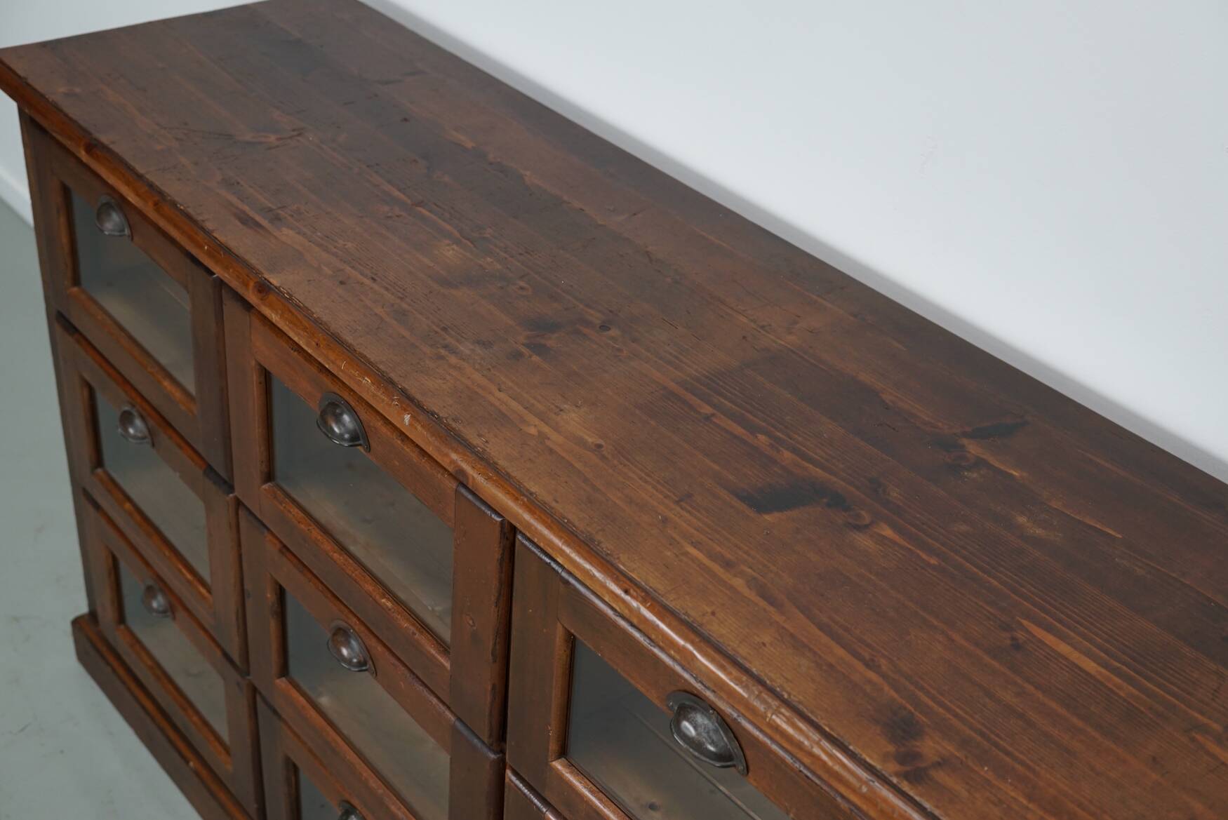 Vintage Dutch Pine Haberdashery Shop Cabinet, Mid-Century