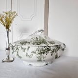 Antique Doulton Brurslem English Porcelain Tureen with Rose and Waratah Pattern from 1920