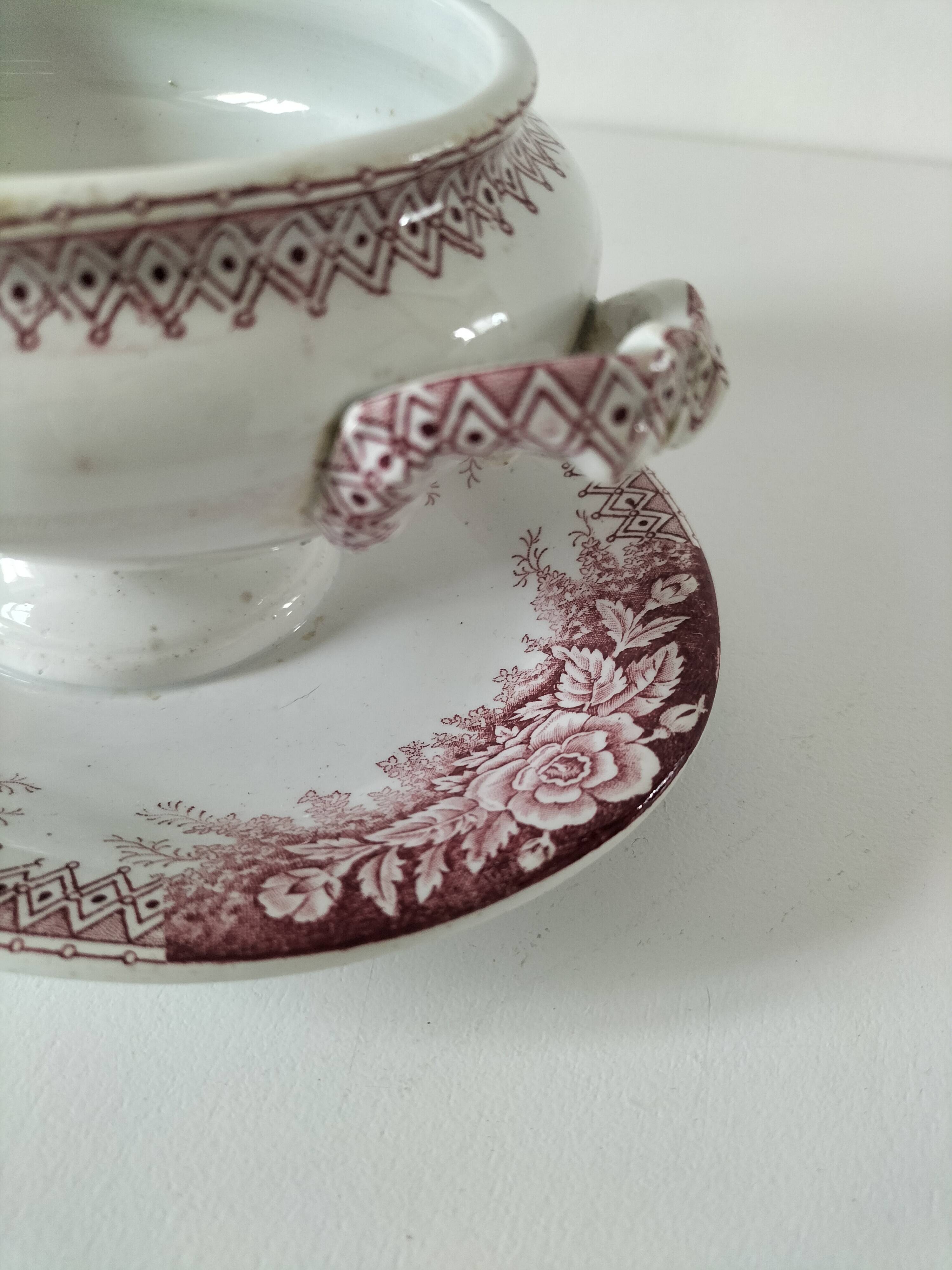 Rare old vegetable dish – Saint-Amand Hamage – English red ironstone