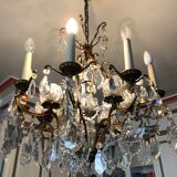 Bagués chandelier bronze and crystal 9 fires 1940