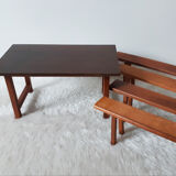 Table et chaises de poupée vintage, en bois, salon poupée Dejou