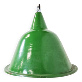 Large vintage industrial green enamel pendant lights, 1960s