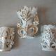 Set of 3 old small wedding communion baptism vases in white gold porcelain