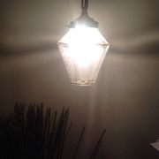 Lantern pendant four sides frosted glass and gold metal art deco / art nouveau