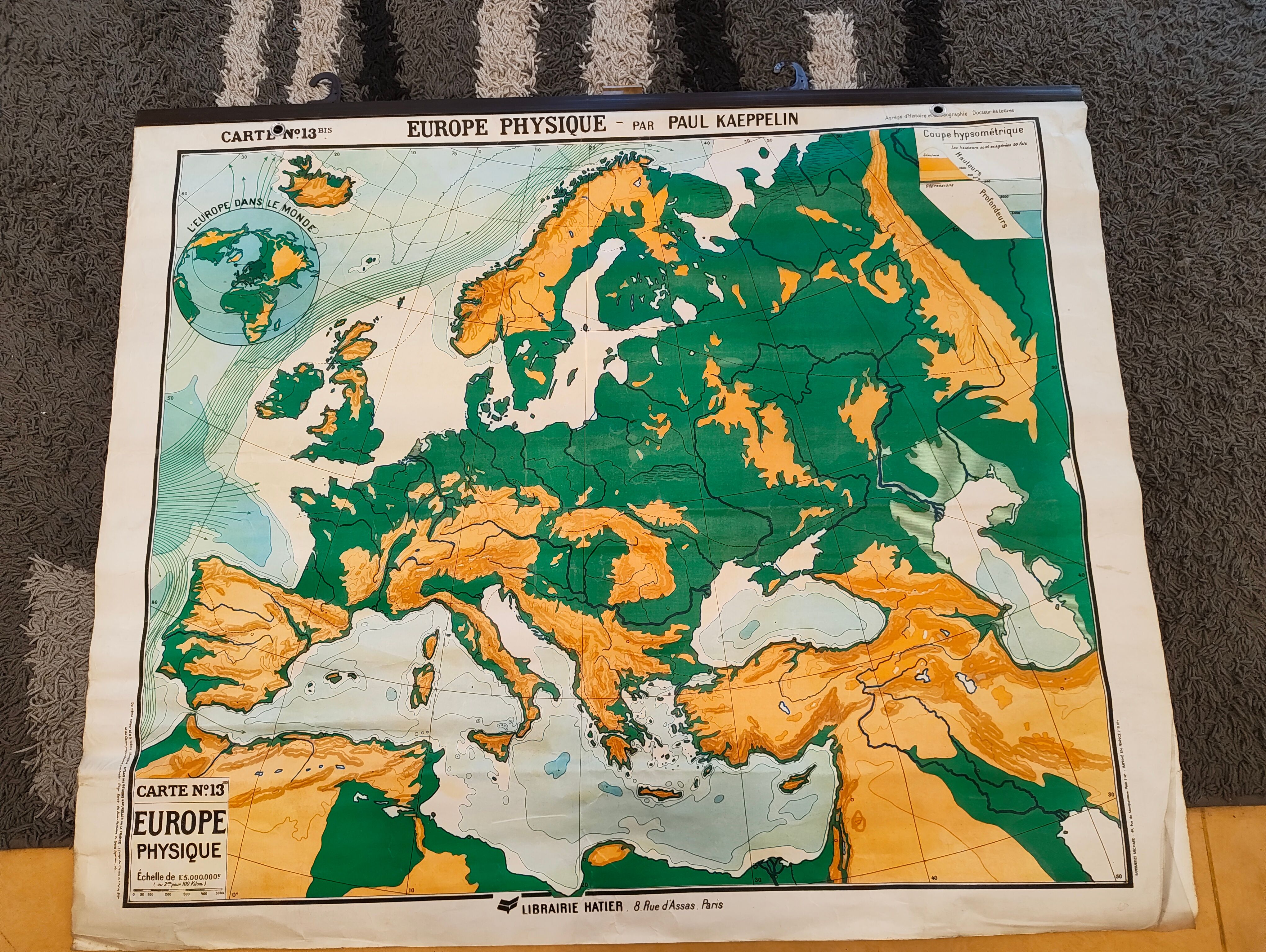 Old map Paul Kaeppelln Europe Physical