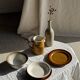 Bouteille vintage en grès beige moucheté H31