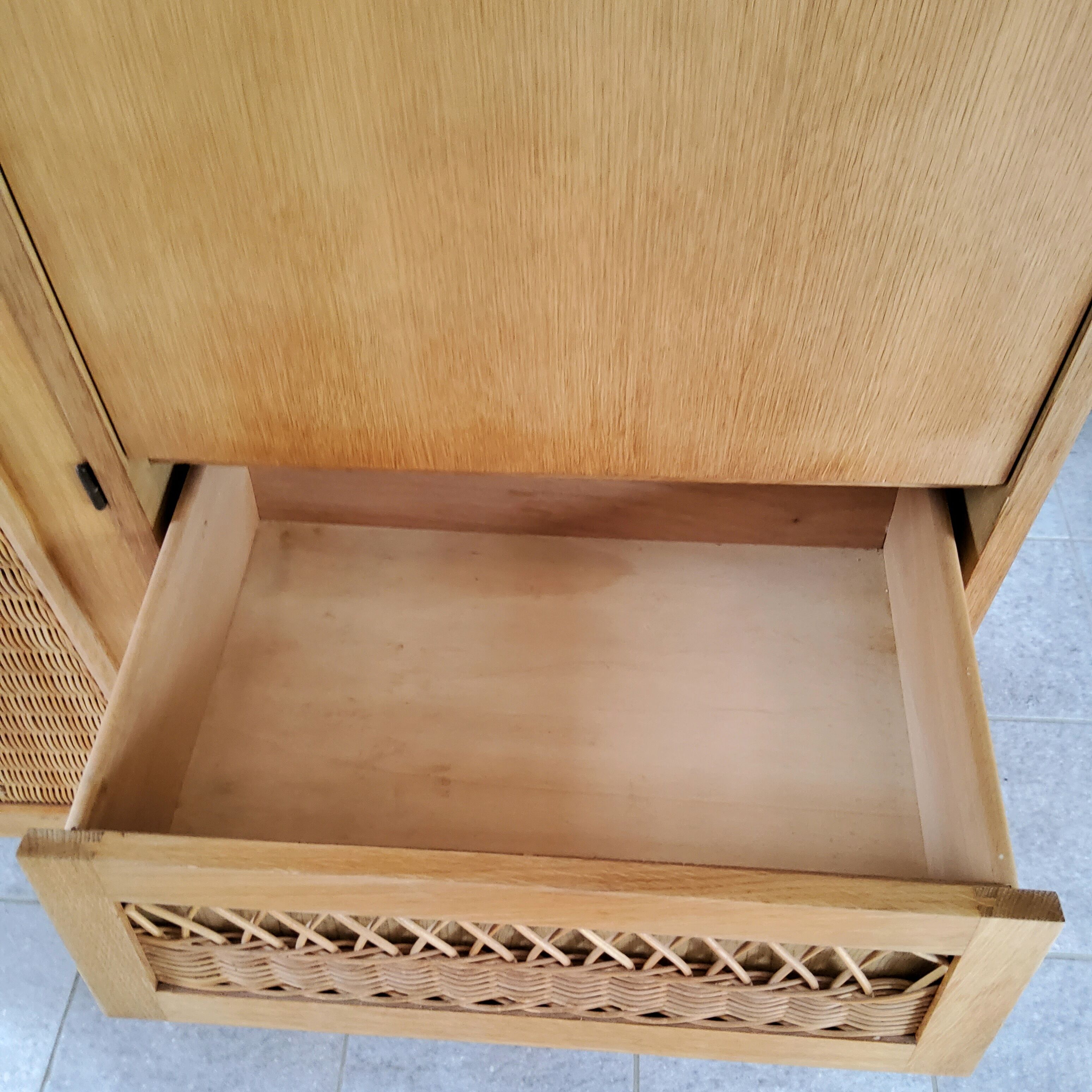 Wood and rattan cabinet