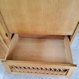 Wood and rattan cabinet