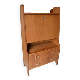 Vintage oak fin shaped secretary