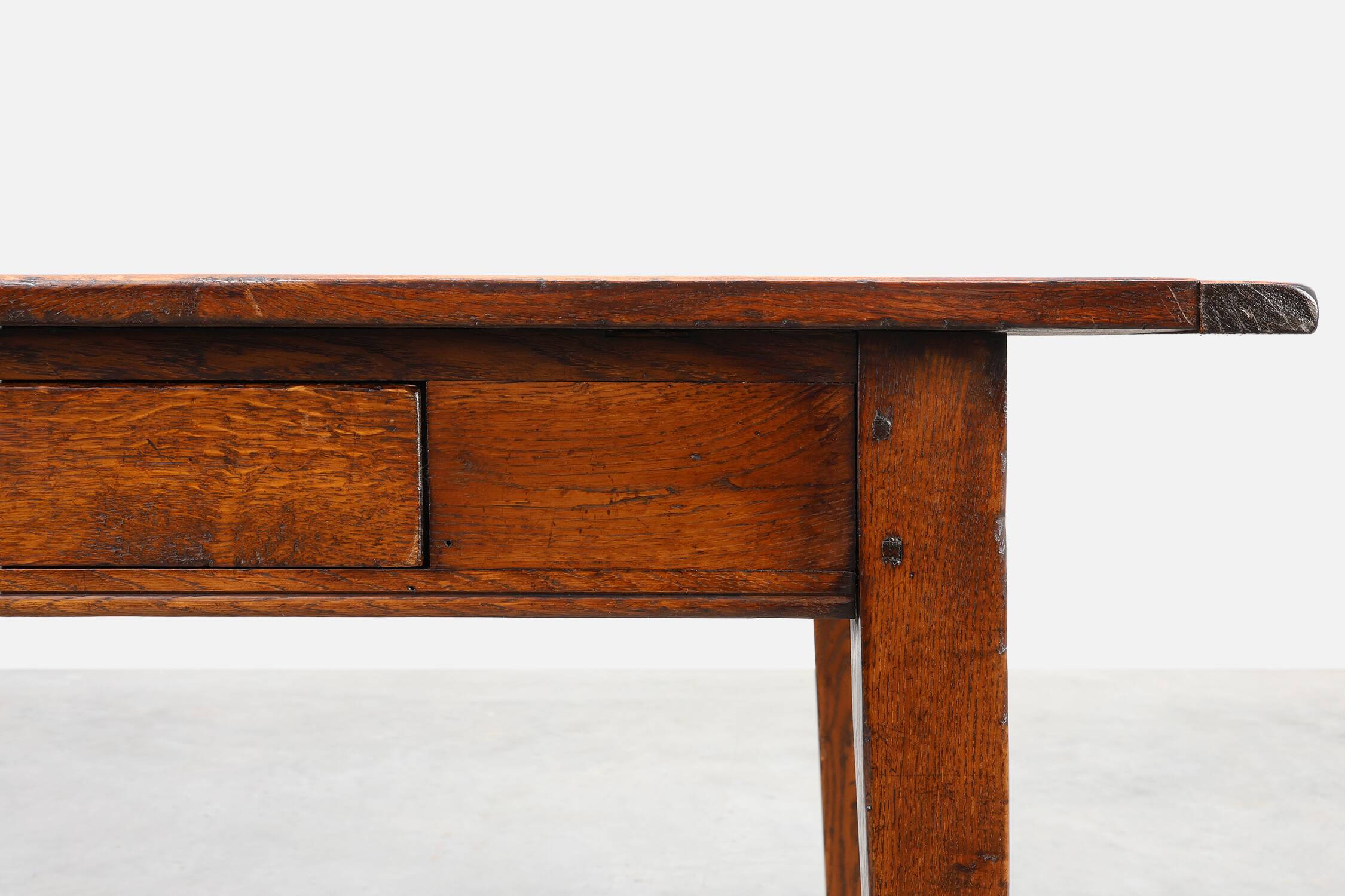 French Provincial Oak 19th century Farmhouse table with drawers, France