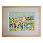 Market in Brittany, acrylic on cardboard