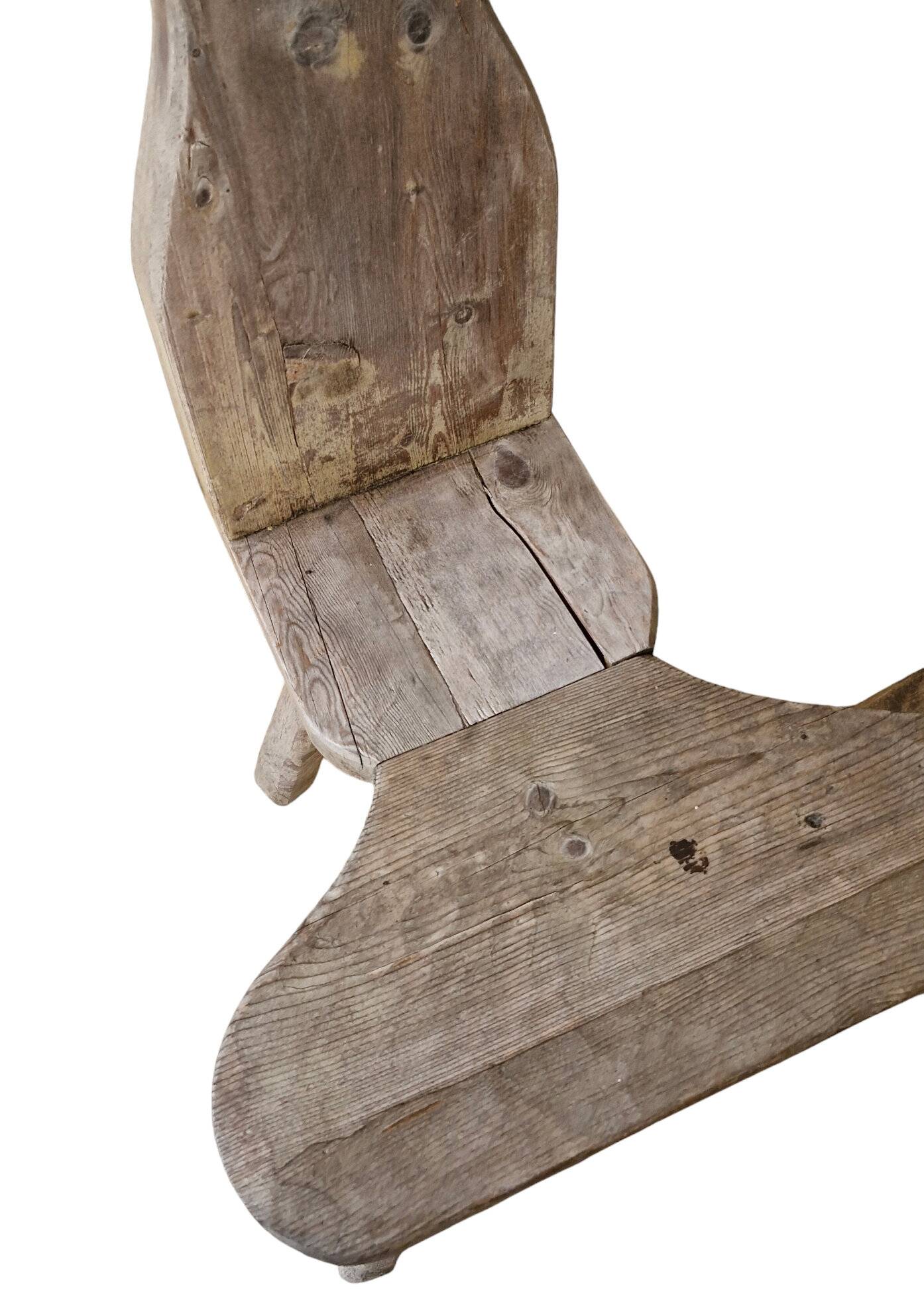 Duo of brutalist wooden chairs and a stool 1960