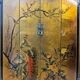 Vintage Chinese cabinet with gold leaf, flowers and peacock/ bohemian