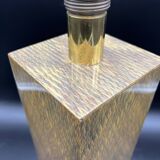Lamp base in varnished marquetry and gilded brass Jean Claude Mahey