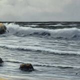 Large Oil on Marine Canvas signed F. Carbu – 20th