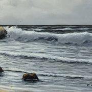 Large Oil on Marine Canvas signed F. Carbu – 20th